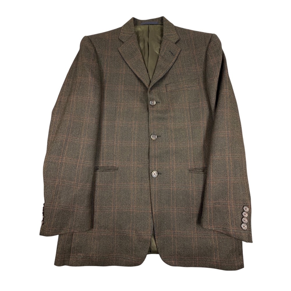 Burberry London Herringbone Windowpane Mens Sport Coat Blazer 40R